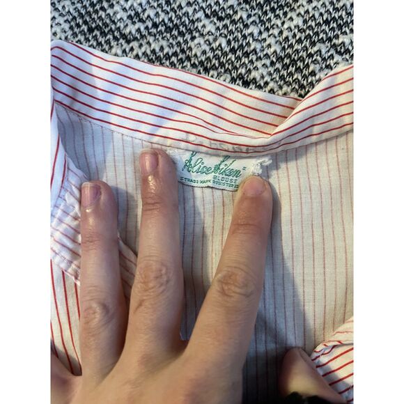 Vintage Retro Blouse - Candy Stripe White with Red - Alice Aiken - Picture 4 of 5